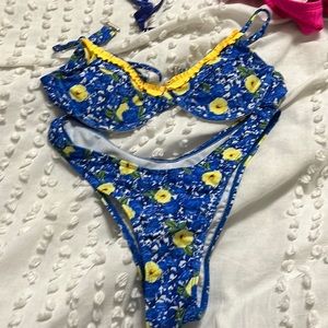 Blue and yellow bikini